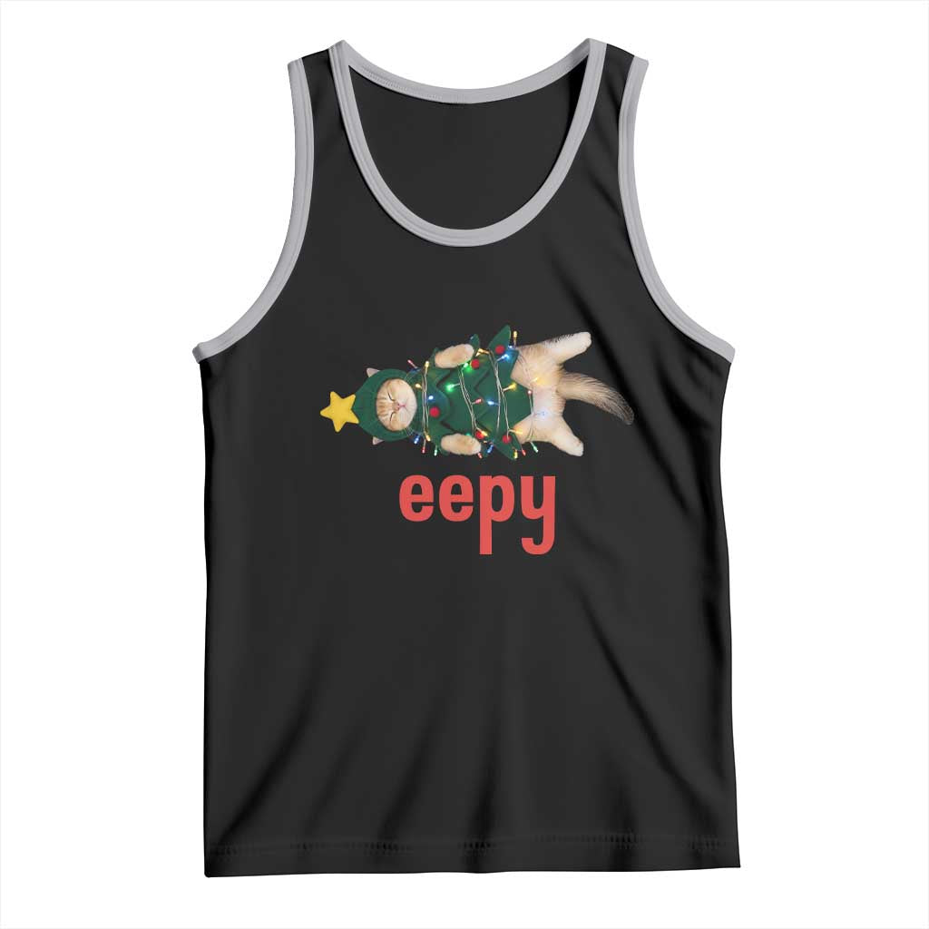 Cat Christmas Meme Tank Top Eepy Kitten Silly Sleepy TS14 Black Athletic Heather Print Your Wear