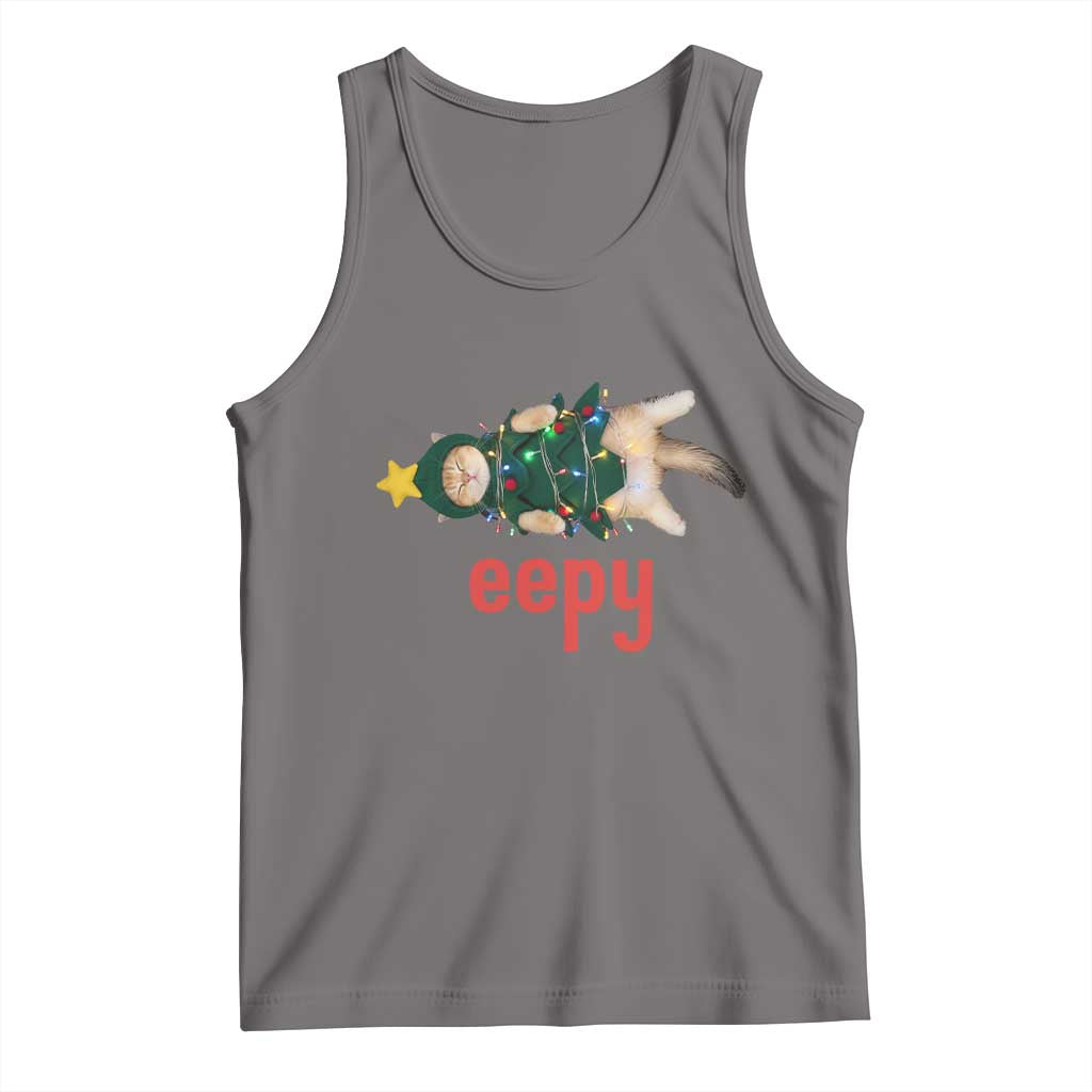 Cat Christmas Meme Tank Top Eepy Kitten Silly Sleepy TS14 Deep Heather Print Your Wear