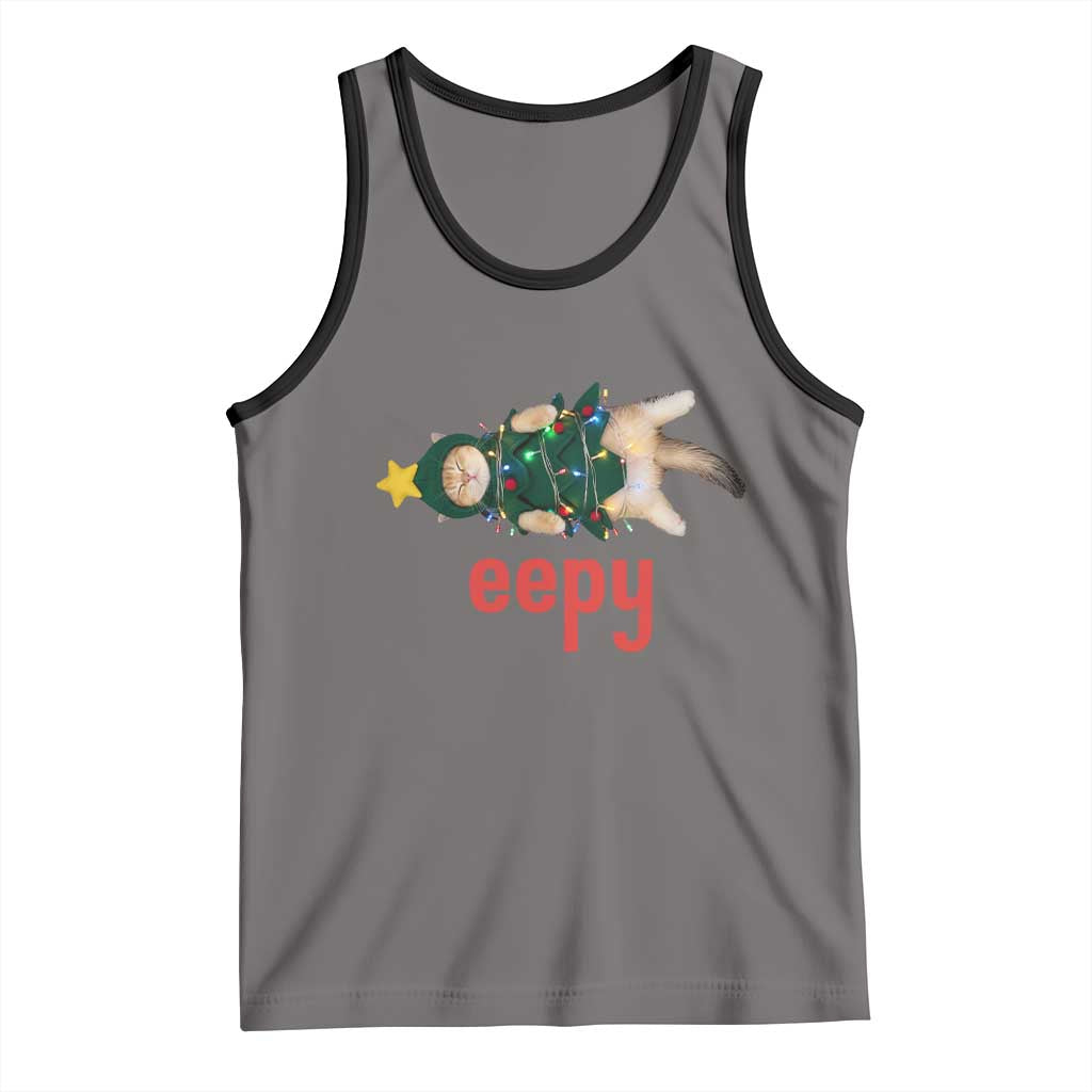 Cat Christmas Meme Tank Top Eepy Kitten Silly Sleepy TS14 Deep Heather Black Print Your Wear