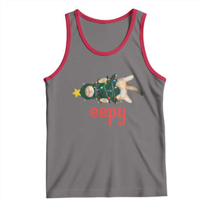 Cat Christmas Meme Tank Top Eepy Kitten Silly Sleepy TS14 Deep Heather Red Print Your Wear
