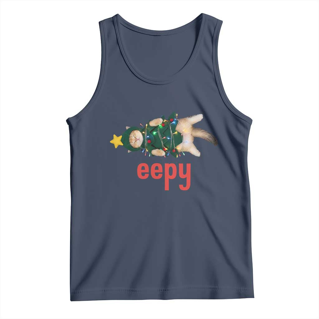 Cat Christmas Meme Tank Top Eepy Kitten Silly Sleepy TS14 Navy Print Your Wear