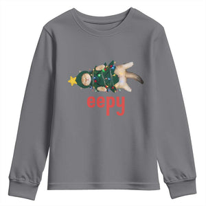 Cat Christmas Meme Youth Sweatshirt Eepy Kitten Silly Sleepy TS14 Charcoal Print Your Wear