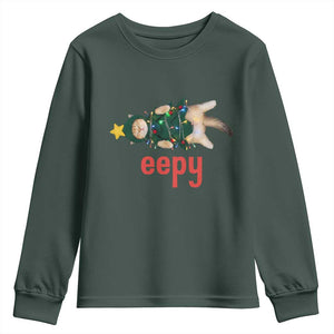 Cat Christmas Meme Youth Sweatshirt Eepy Kitten Silly Sleepy TS14 Dark Forest Green Print Your Wear