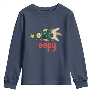 Cat Christmas Meme Youth Sweatshirt Eepy Kitten Silly Sleepy TS14 Navy Print Your Wear