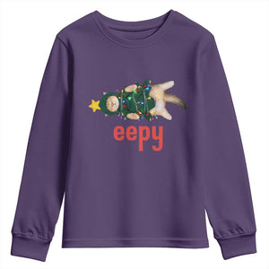 Cat Christmas Meme Youth Sweatshirt Eepy Kitten Silly Sleepy TS14 Purple Print Your Wear