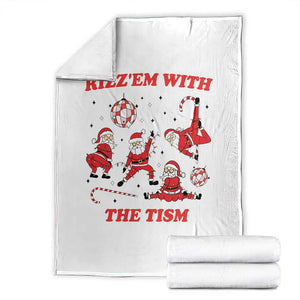 Funny Santa Christmas Throw Blanket Rizz Em With The Tism TS14 White Print Your Wear