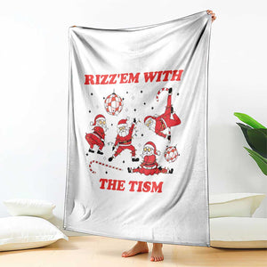 Funny Santa Christmas Throw Blanket Rizz Em With The Tism TS14 Print Your Wear
