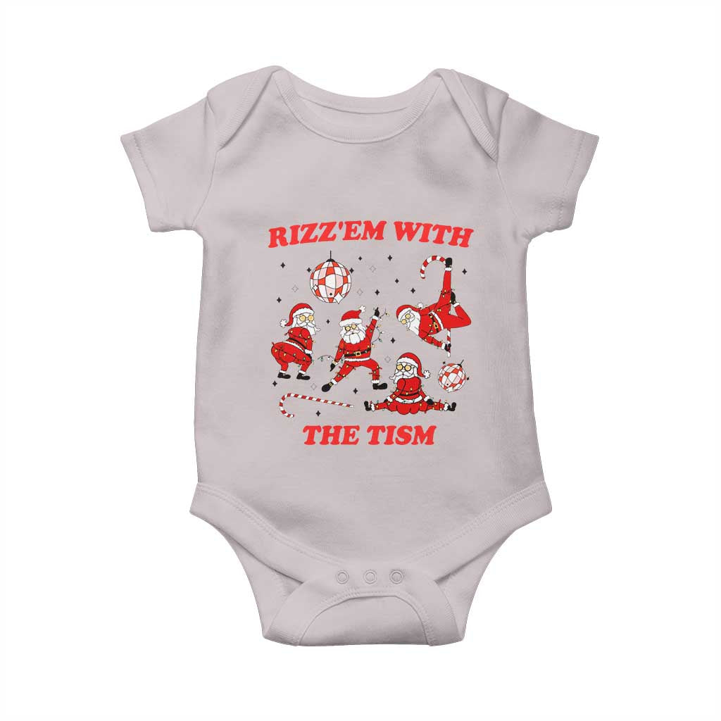 Funny Santa Christmas Baby Onesie Rizz Em With The Tism TS14 Ice Gray Print Your Wear