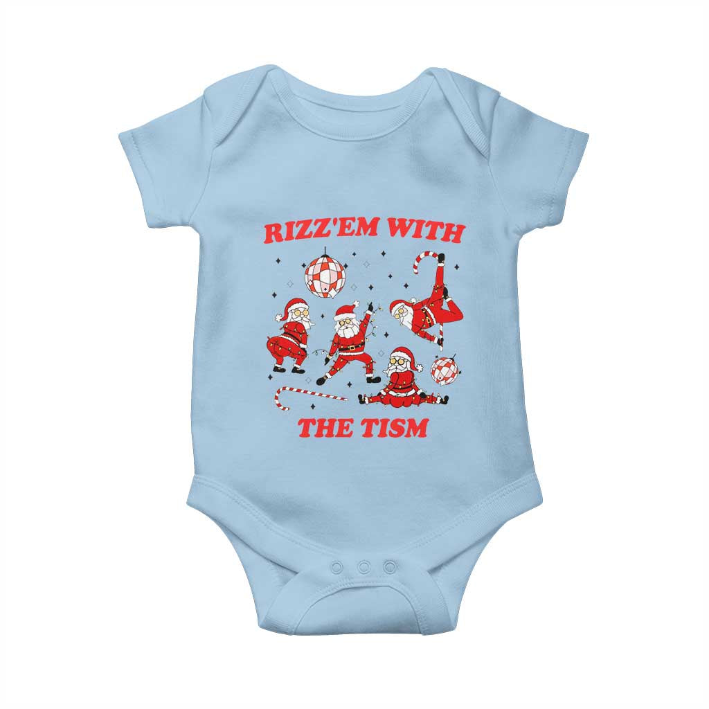 Funny Santa Christmas Baby Onesie Rizz Em With The Tism TS14 Light Blue Print Your Wear
