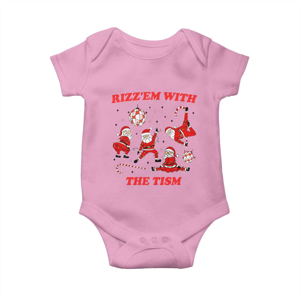 Funny Santa Christmas Baby Onesie Rizz Em With The Tism TS14 Light Pink Print Your Wear