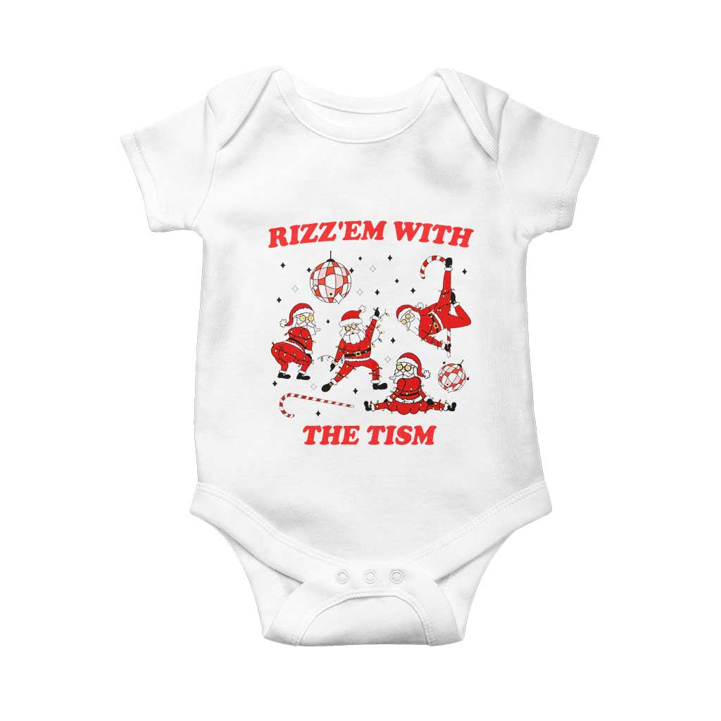 Funny Santa Christmas Baby Onesie Rizz Em With The Tism TS14 White Print Your Wear