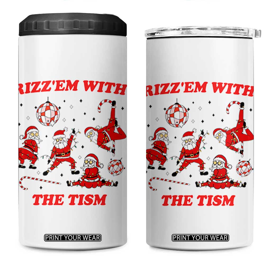 Funny Santa Christmas 4 in 1 Can Cooler Tumbler Rizz Em With The Tism TS14 One Size: 16 oz White Print Your Wear
