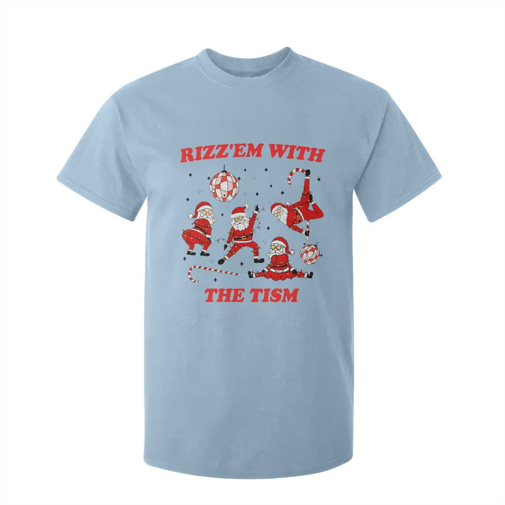 Funny Santa Christmas T Shirt For Kid Rizz Em With The Tism TS14 Light Blue Print Your Wear