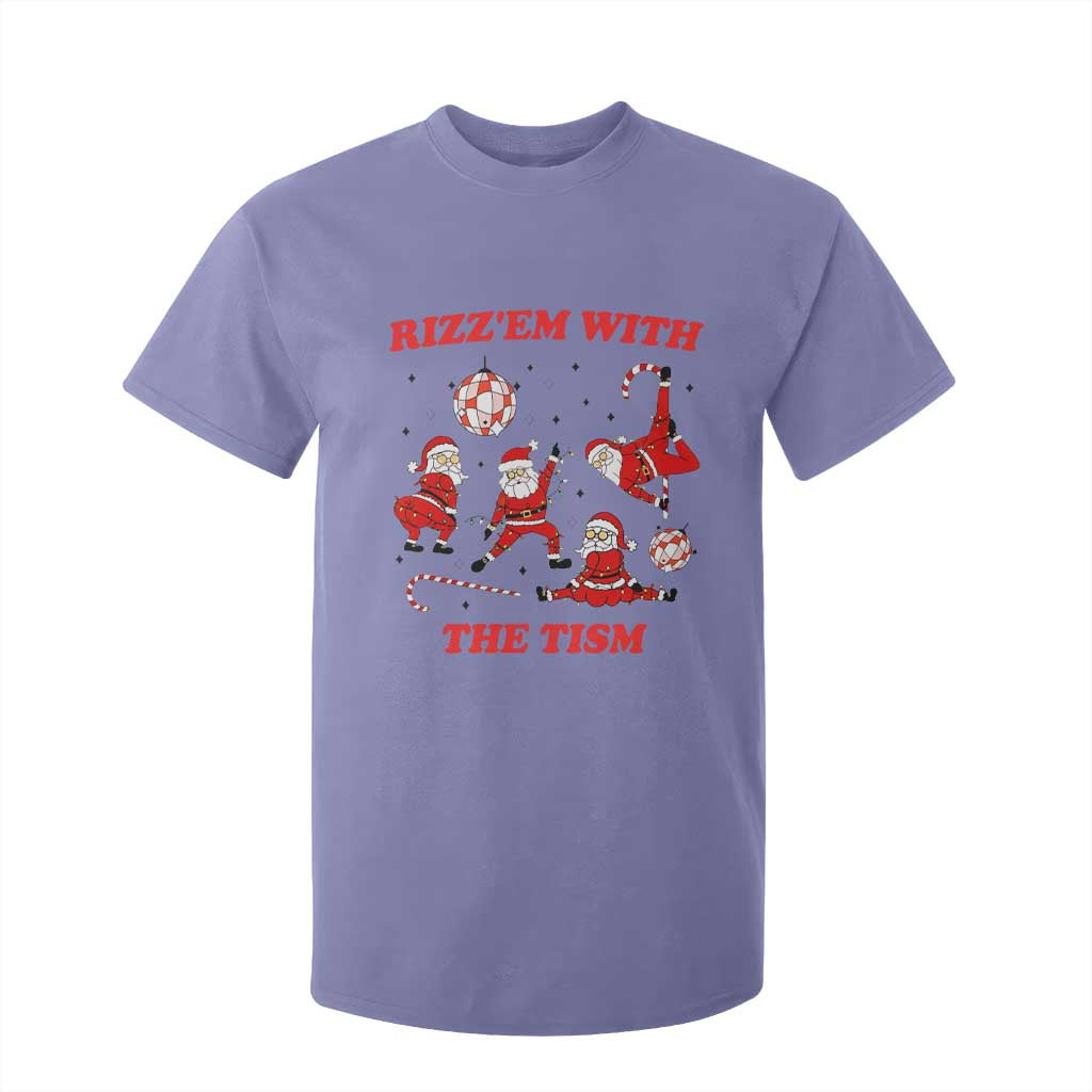 Funny Santa Christmas T Shirt For Kid Rizz Em With The Tism TS14 Violet Print Your Wear