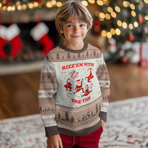 Funny Santa Xmas Ugly Christmas Sweater Rizz Em With The Tism TS14 Mocha Mousse Print Your Wear