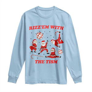 Funny Santa Christmas Long Sleeve Shirt Rizz Em With The Tism TS14 Light Blue Print Your Wear
