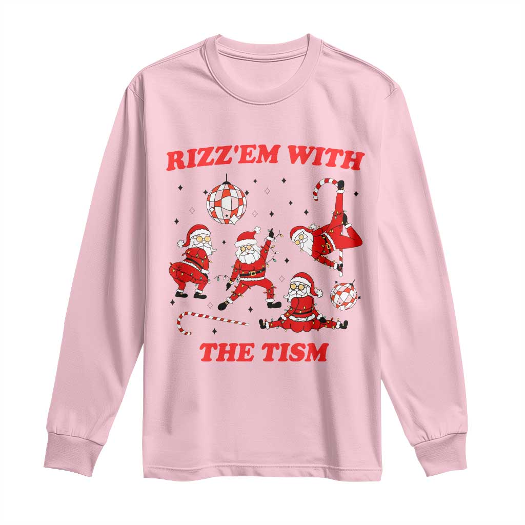 Funny Santa Christmas Long Sleeve Shirt Rizz Em With The Tism TS14 Light Pink Print Your Wear