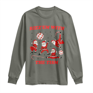 Funny Santa Christmas Long Sleeve Shirt Rizz Em With The Tism TS14 Military Green Print Your Wear