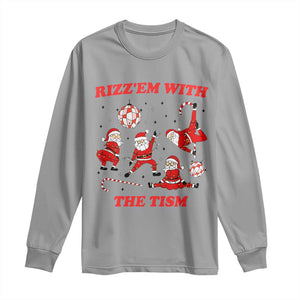 Funny Santa Christmas Long Sleeve Shirt Rizz Em With The Tism TS14 Sport Gray Print Your Wear
