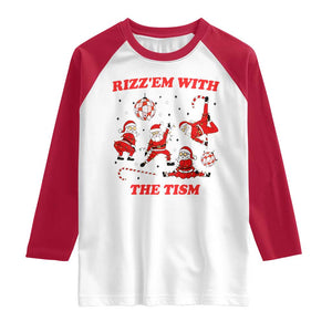 Funny Santa Christmas Raglan Shirt Rizz Em With The Tism TS14 White Red Print Your Wear