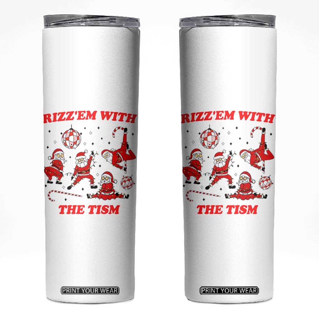 Funny Santa Christmas Skinny Tumbler Rizz Em With The Tism TS14 White Print Your Wear