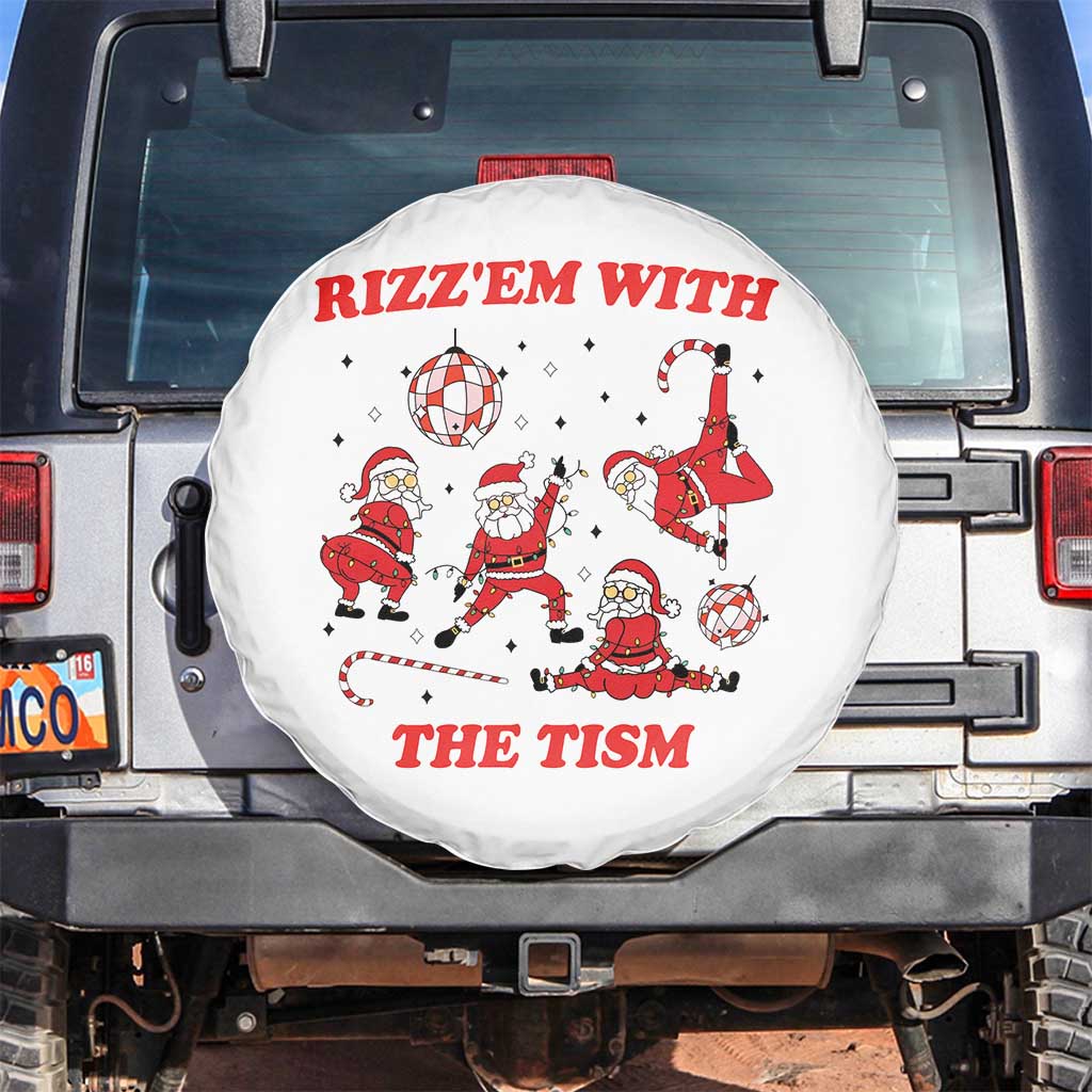 Funny Santa Christmas Spare Tire Cover Rizz Em With The Tism TS14 No hole White Print Your Wear