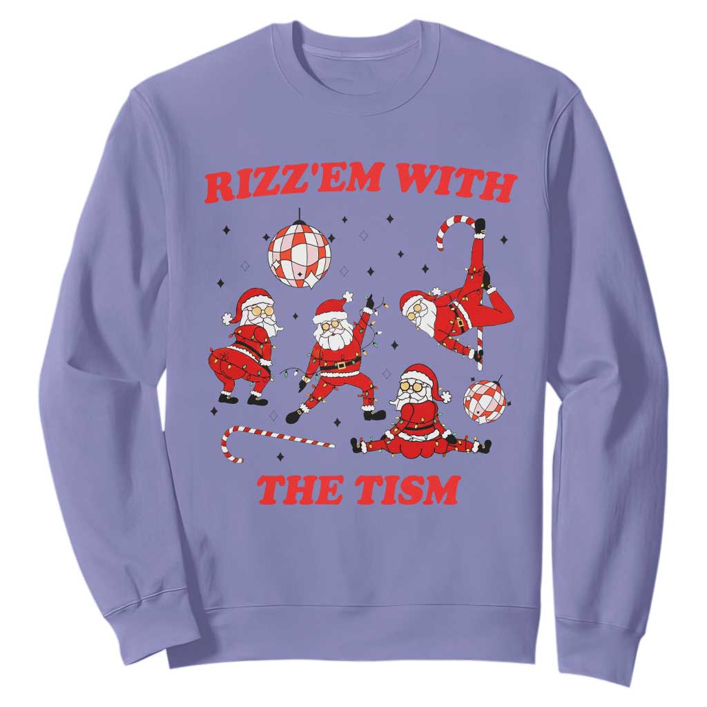 Funny Santa Christmas Sweatshirt Rizz Em With The Tism TS14 Violet Print Your Wear