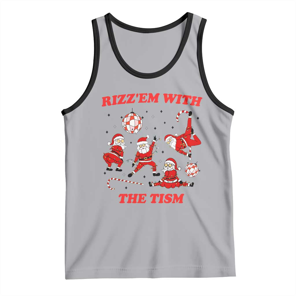 Funny Santa Christmas Tank Top Rizz Em With The Tism TS14 Athletic Heather Black Print Your Wear