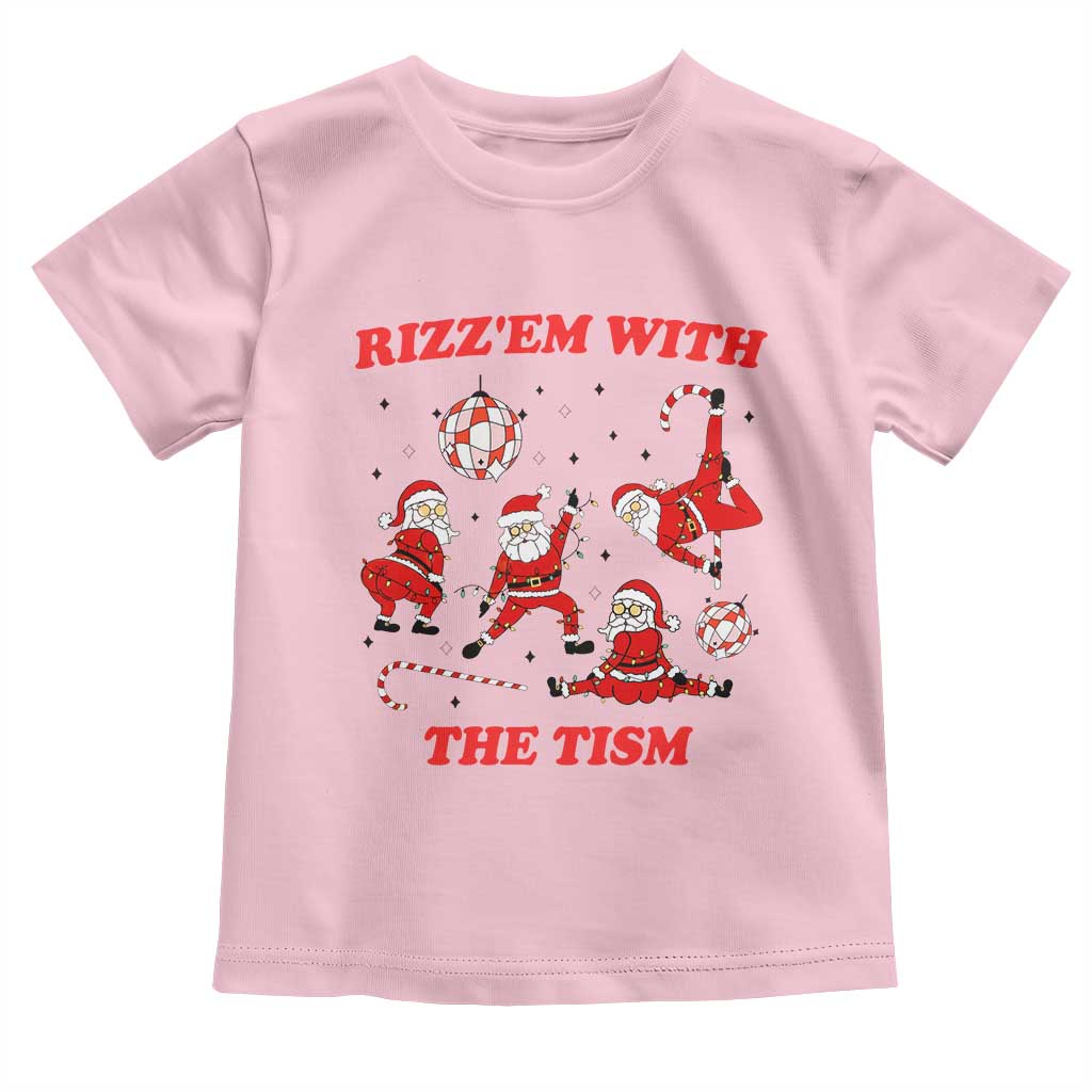 Funny Santa Christmas Toddler T Shirt Rizz Em With The Tism TS14 Light Pink Print Your Wear