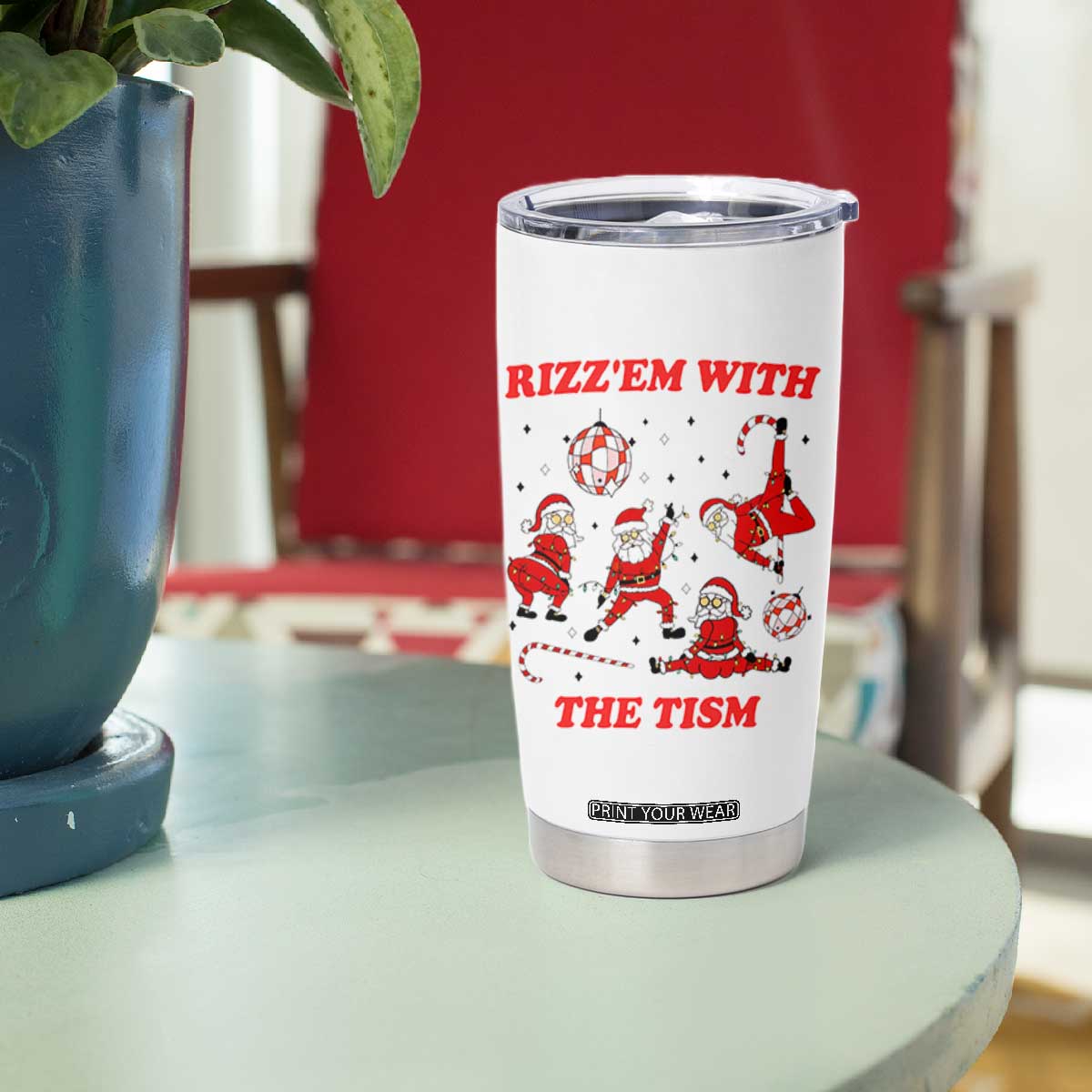 Funny Santa Christmas Tumbler Cup Rizz Em With The Tism TS14 Print Your Wear