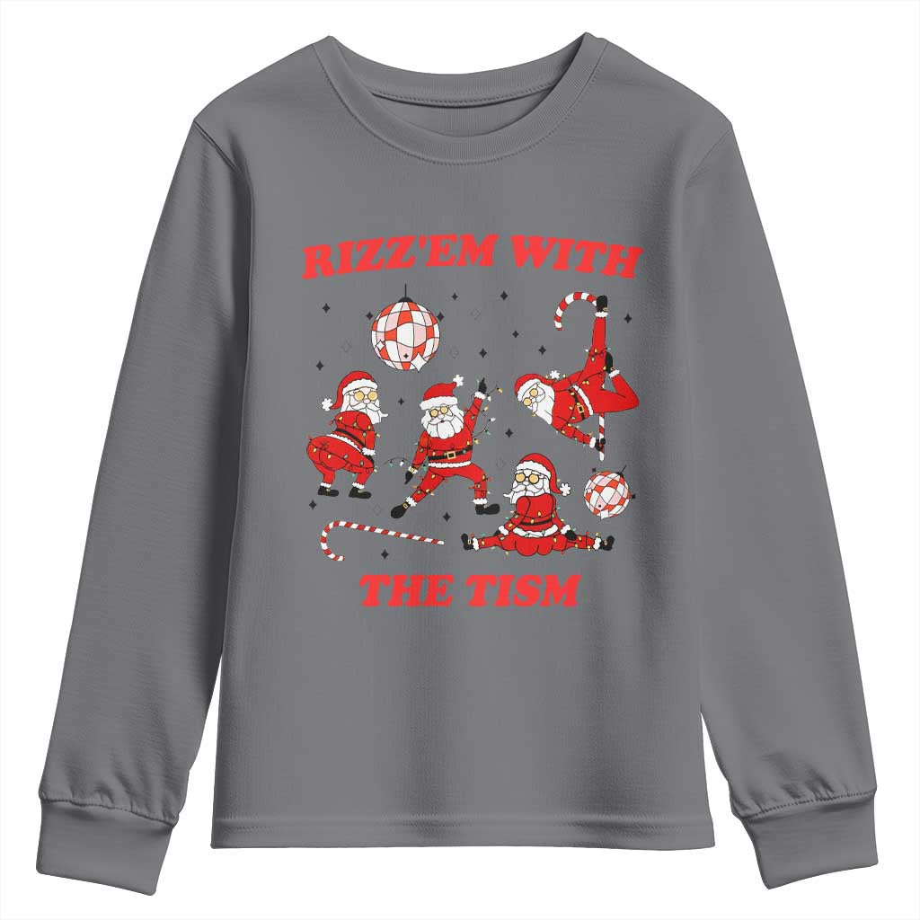 Funny Santa Christmas Youth Sweatshirt Rizz Em With The Tism TS14 Charcoal Print Your Wear