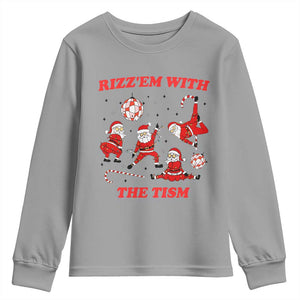Funny Santa Christmas Youth Sweatshirt Rizz Em With The Tism TS14 Sport Gray Print Your Wear