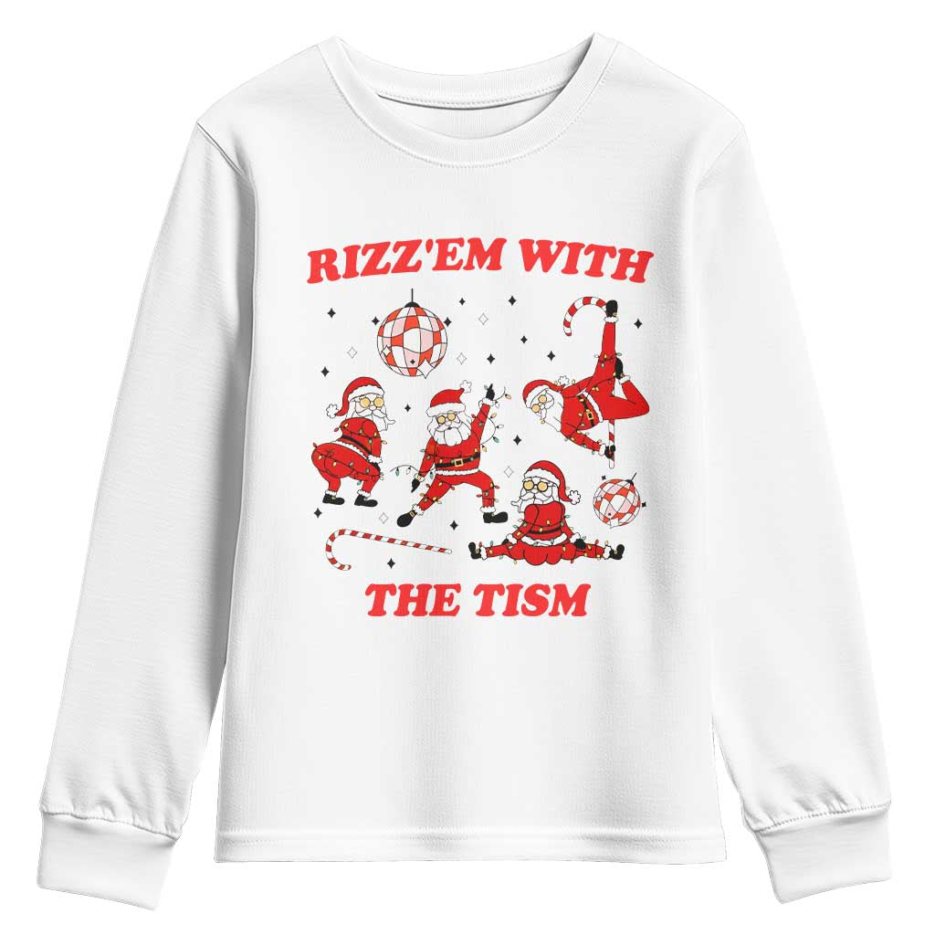 Funny Santa Christmas Youth Sweatshirt Rizz Em With The Tism TS14 White Print Your Wear