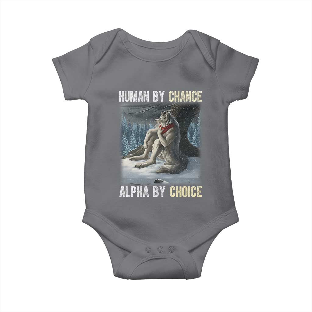 Funny Alpha Wolf Christmas Meme Baby Onesie Human By Chance Alpha By Choice TS14 Charcoal Print Your Wear