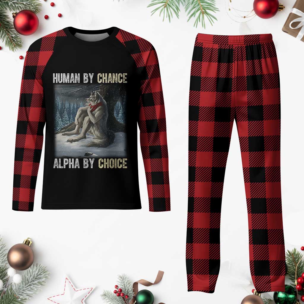 Funny Alpha Wolf Christmas Meme Plaid Pajama Set Human By Chance Alpha By Choice TS14 Buffalo Plaid Print Your Wear
