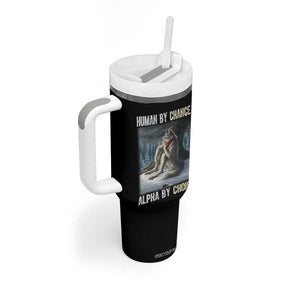 Funny Alpha Wolf Christmas Meme Tumbler With Handle Human By Chance Alpha By Choice TS14 Print Your Wear