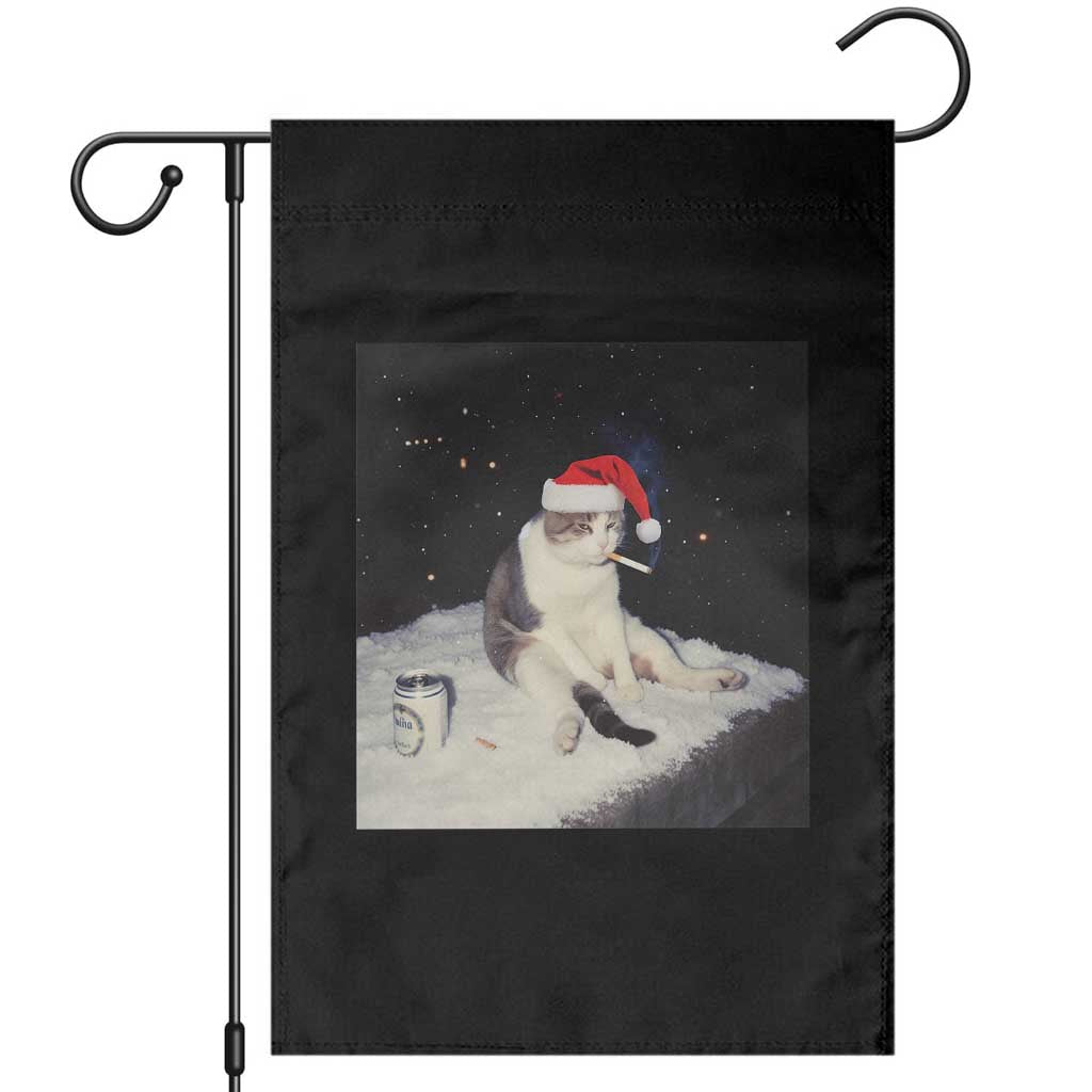 Funny Smoking Cat Christmas Meme Garden Flag TS14 Black Print Your Wear