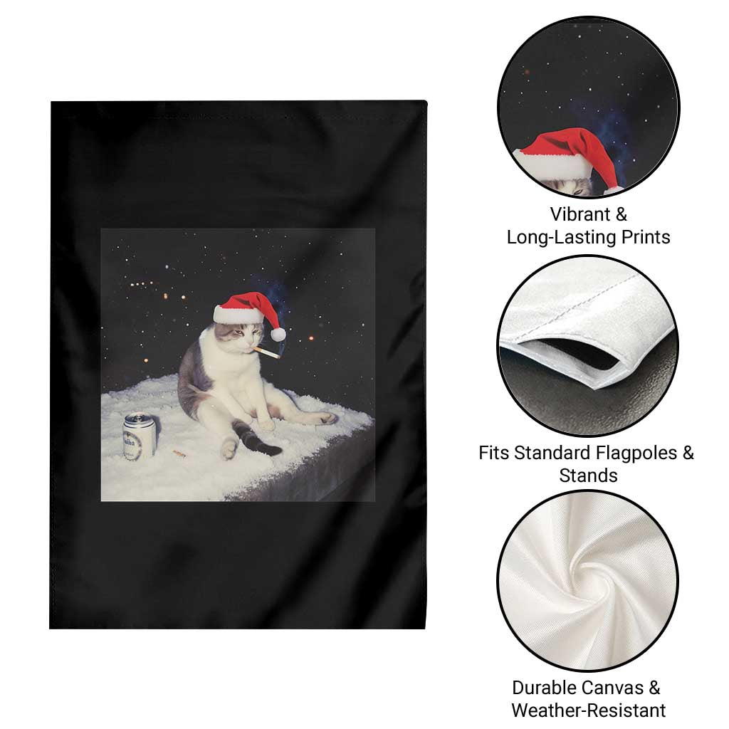 Funny Smoking Cat Christmas Meme Garden Flag TS14 Print Your Wear