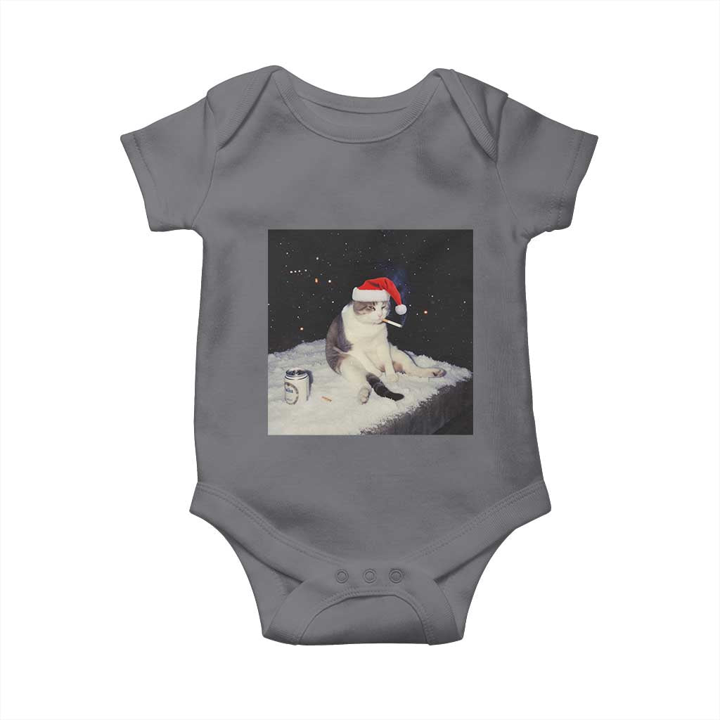 Funny Smoking Cat Christmas Meme Baby Onesie TS14 Charcoal Print Your Wear