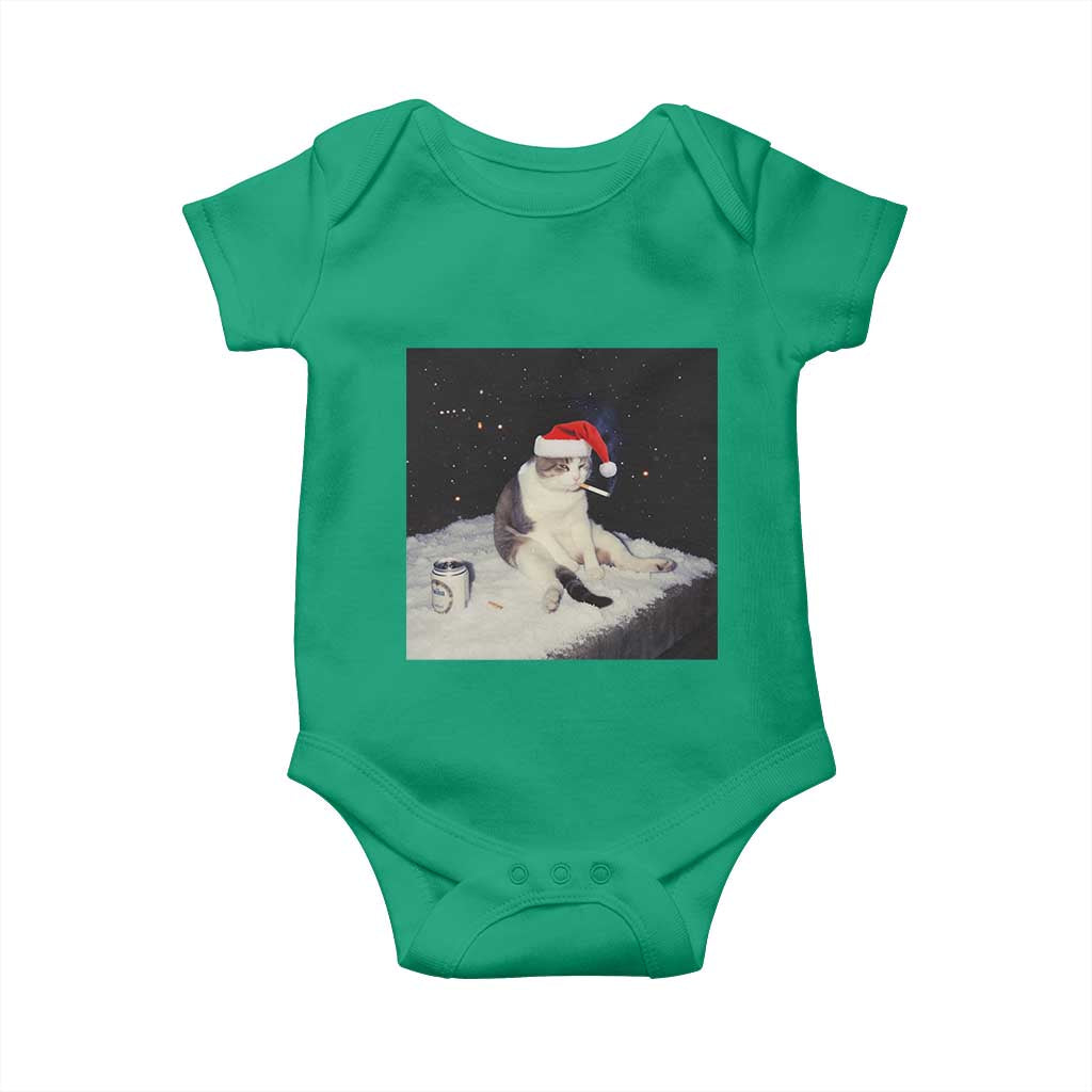 Funny Smoking Cat Christmas Meme Baby Onesie TS14 Irish Green Print Your Wear