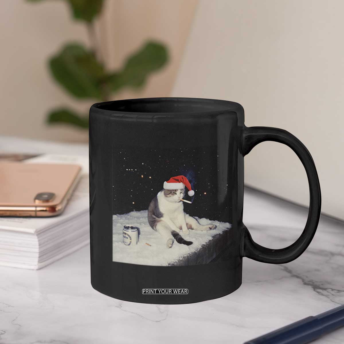 Funny Smoking Cat Christmas Meme Coffee Mug TS14 Print Your Wear