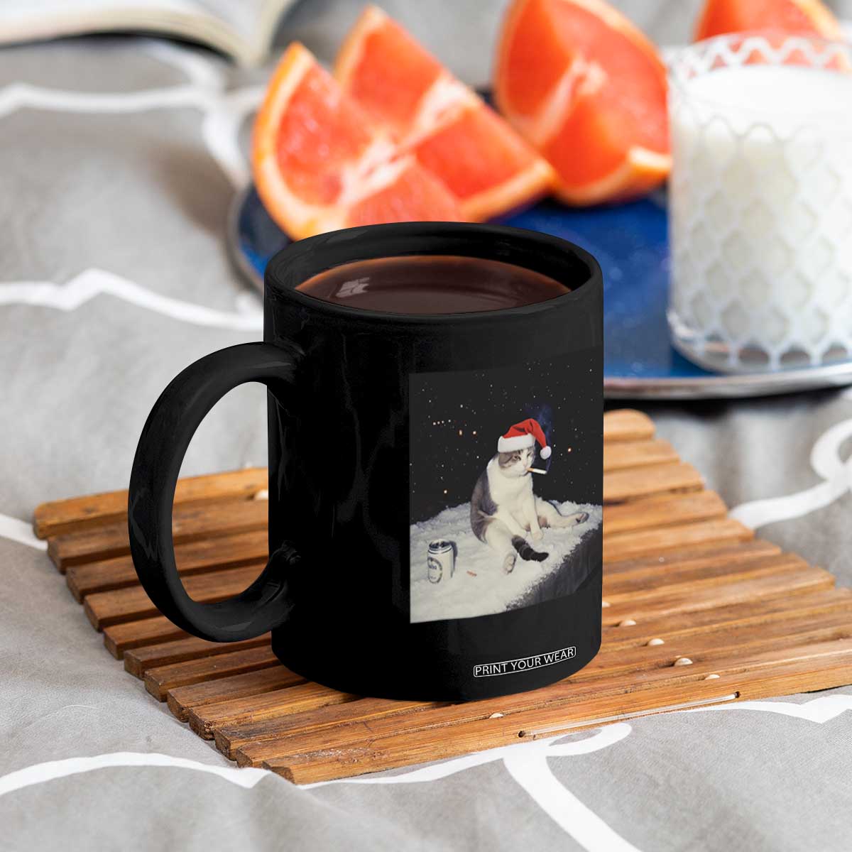 Funny Smoking Cat Christmas Meme Coffee Mug TS14 Print Your Wear