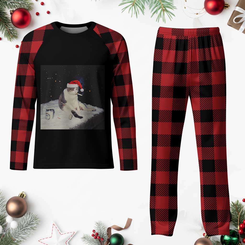 Funny Smoking Cat Christmas Meme Plaid Pajama Set TS14 Buffalo Plaid Print Your Wear