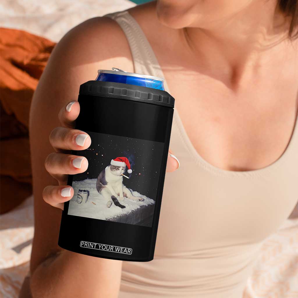 Funny Smoking Cat Christmas Meme 4 in 1 Can Cooler Tumbler TS14 Print Your Wear