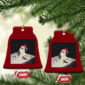 Funny Smoking Cat Xmas Meme Ceramic Ornament TS14 Print Your Wear