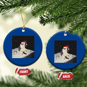 Funny Smoking Cat Xmas Meme Ceramic Ornament TS14 1pc Blue Print Your Wear
