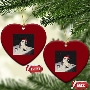 Funny Smoking Cat Xmas Meme Ceramic Ornament TS14 Print Your Wear