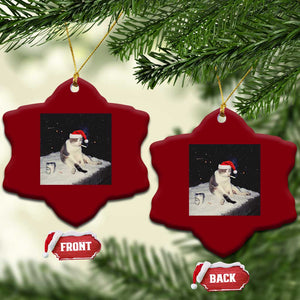 Funny Smoking Cat Xmas Meme Ceramic Ornament TS14 Print Your Wear