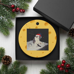 Funny Smoking Cat Xmas Meme Ceramic Ornament TS14 1pc Yellow Cheese Print Your Wear