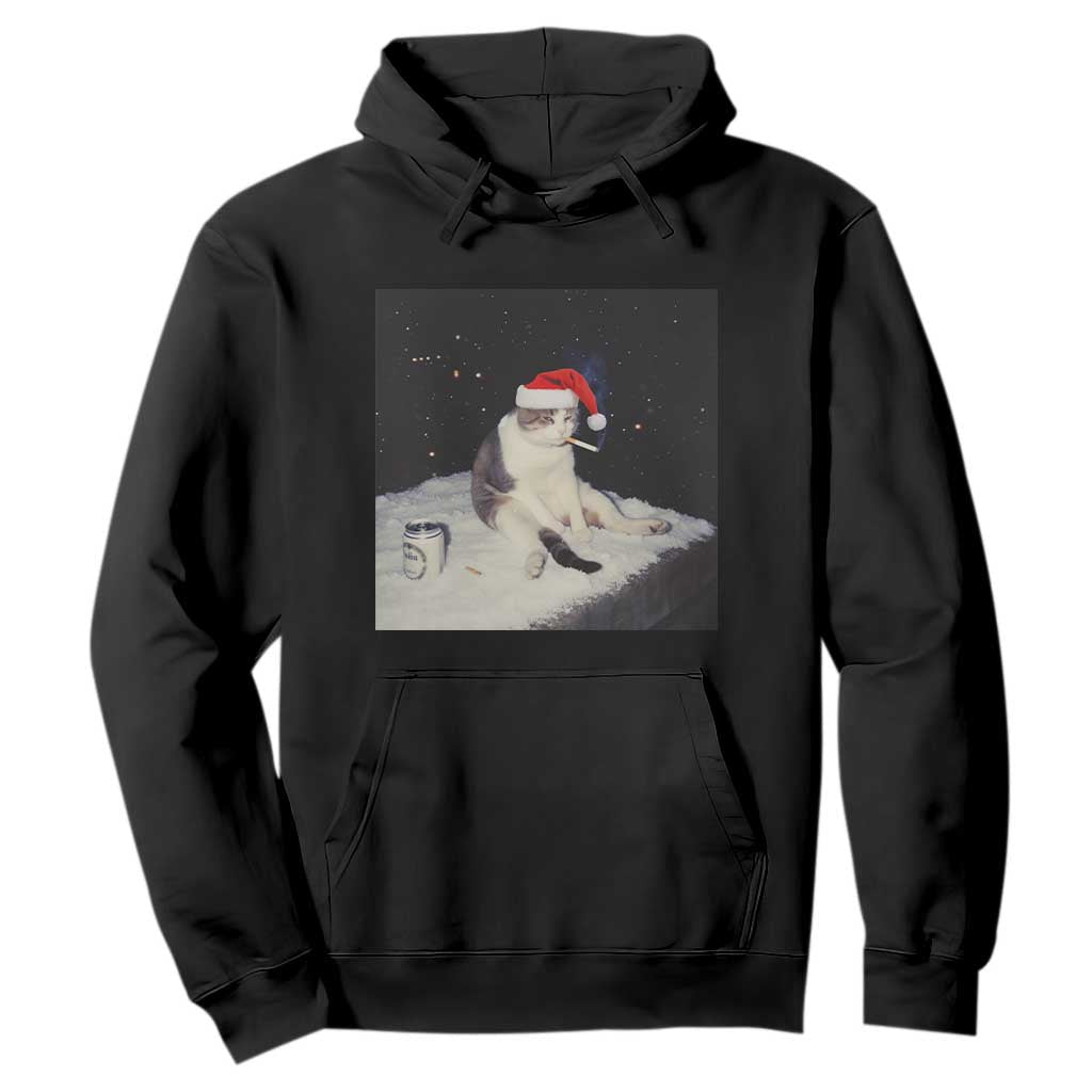 Funny Smoking Cat Christmas Meme Hoodie TS14 Black Print Your Wear
